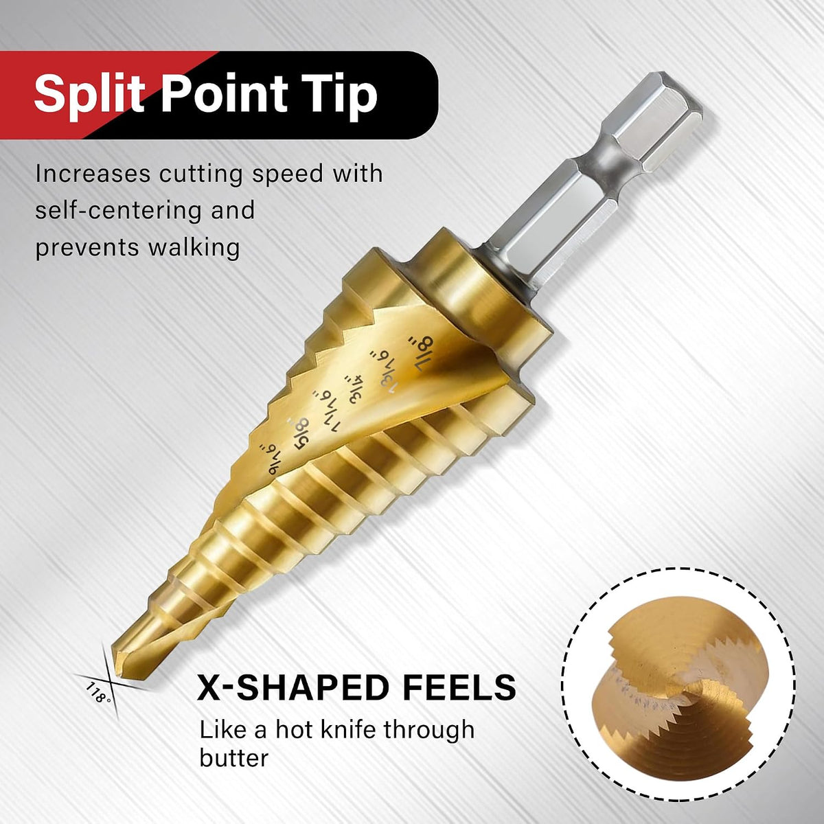 3Pcs 1/4" Hex Shank HSS Step Drill Bit Set