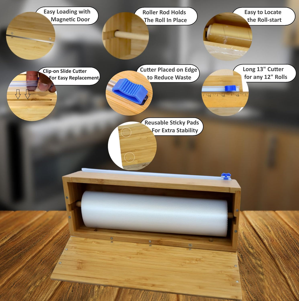 Large Vacuum Sealer Bag Roll, Food Wrap Dispenser with Slide Cutter