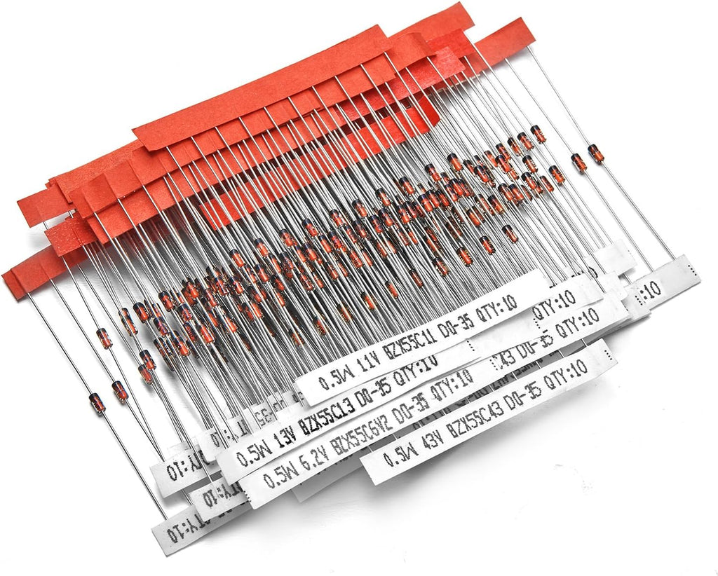 Chanzon 34 Values 340pcs 0.5W Zener Diode Assorted Kit (2V-47V)