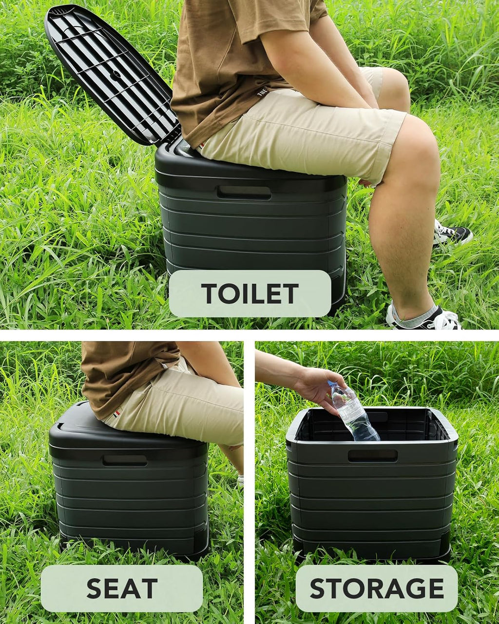 XXL Portable Toilet for Adults, Upgraded Camping Toilets Collapsible Toilet Extra Large 16.7-inch High Porta Potty