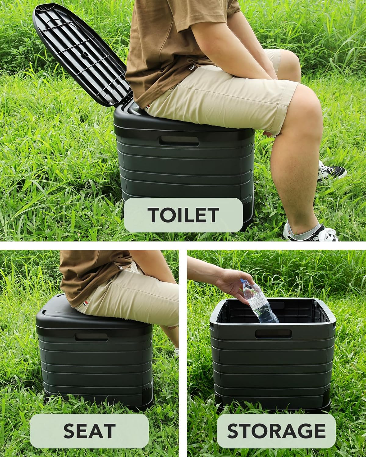XXL Portable Toilet for Adults, Upgraded Camping Toilets Collapsible Toilet Extra Large 16.7-inch High Porta Potty