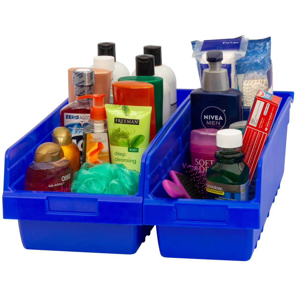 30088 Plastic Nesting ShelfMax Storage Bin Box, 18x8x6-Inch, Blue (8-Pack)