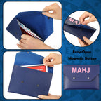 Leather Mahjong Card Holder Gift, Navy Blue, 9.5x6.8 Inch, Solid Color