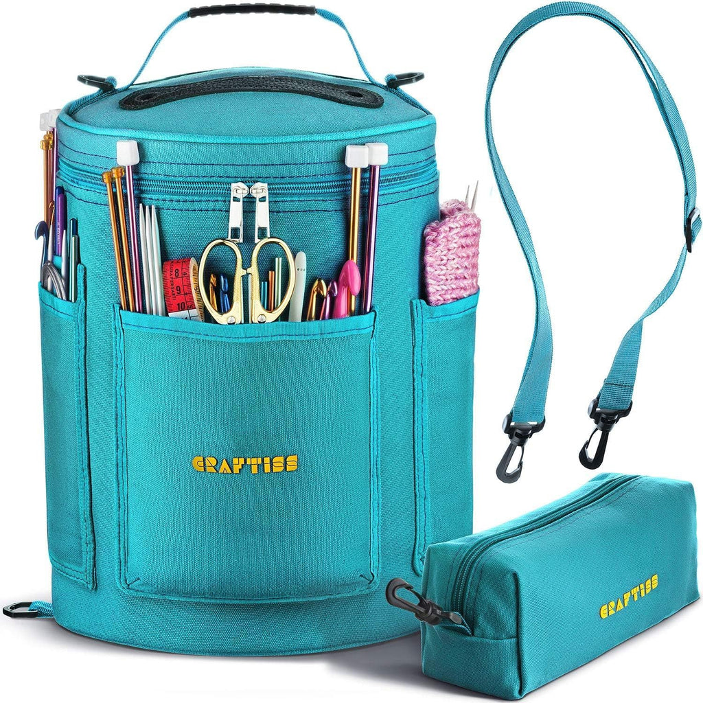 Crochet Bag Organizer & Yarn Storage Bag, Knitting Bag and Yarn Holder with Removable Divider, Holds Skeins, Hooks