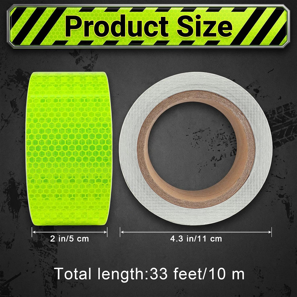 Reflective Tape Outdoor Waterproof, 2" x 33FT Fluorescent Green Heavy-Duty Adhesive Safety Warning Reflector for