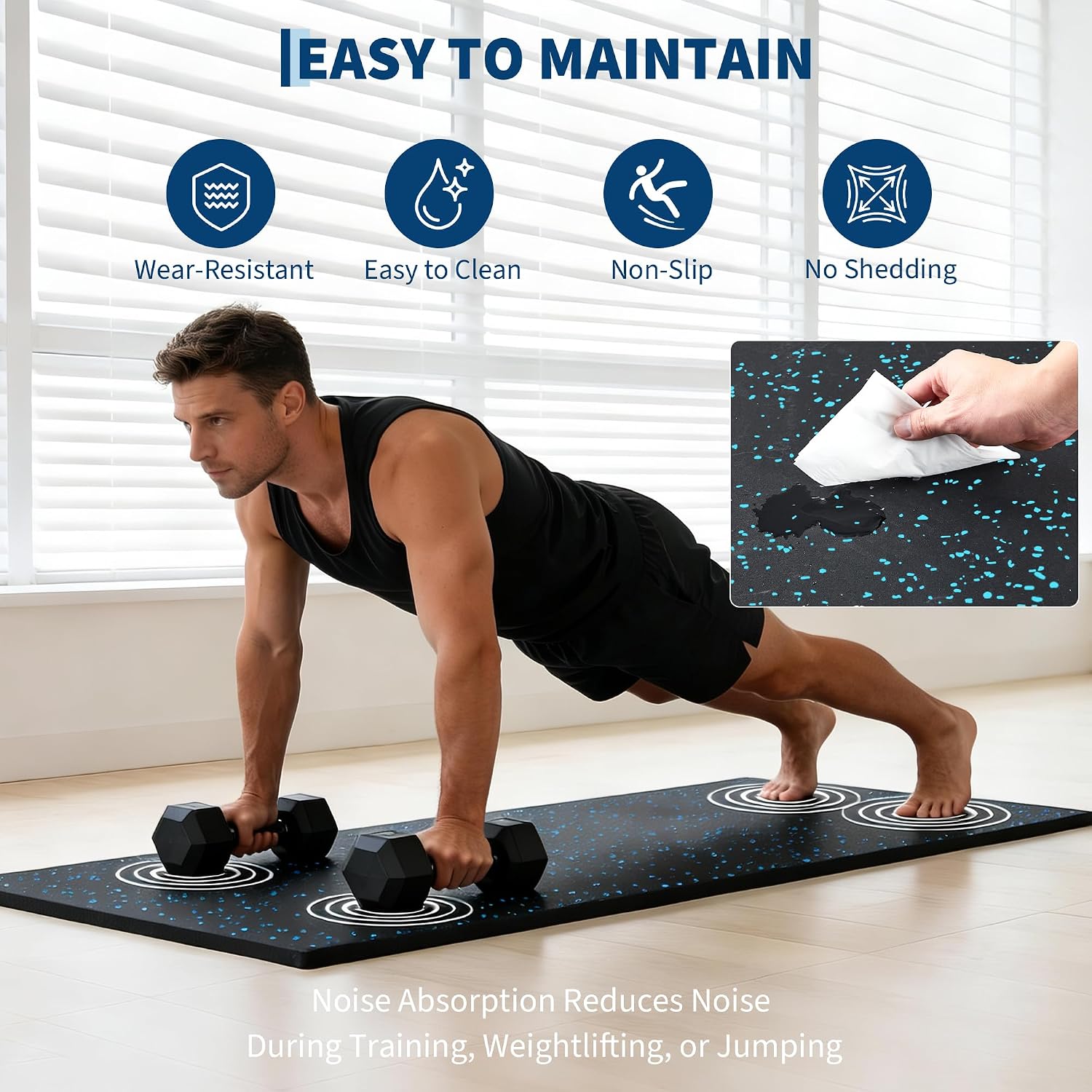 0.56" Thick 48 Sq ft Exercise Equipment Mats,12 Tiles Rubber Interlocking Puzzle Gym Flooring with High Density EVA