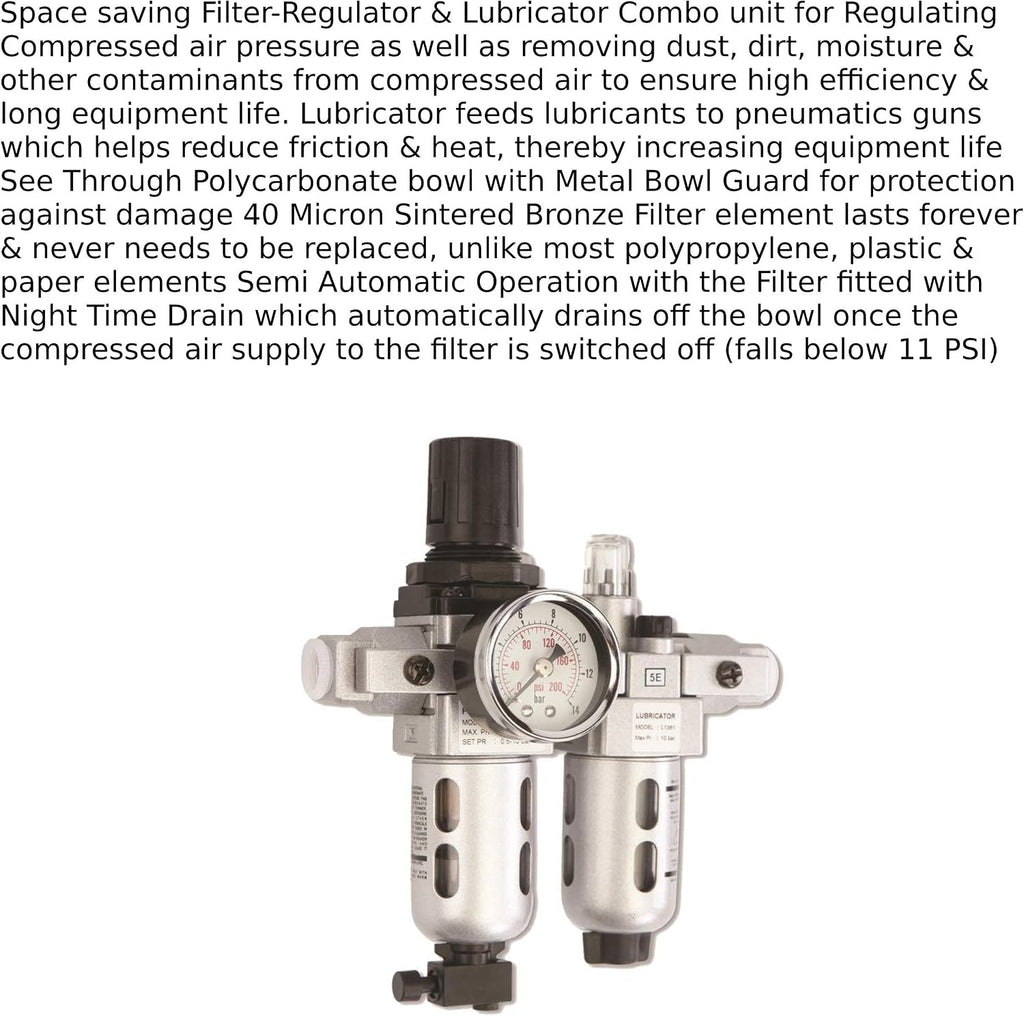 Filter Regulator & Lubricator - Inlet 1/4in - Up to 150 PSI