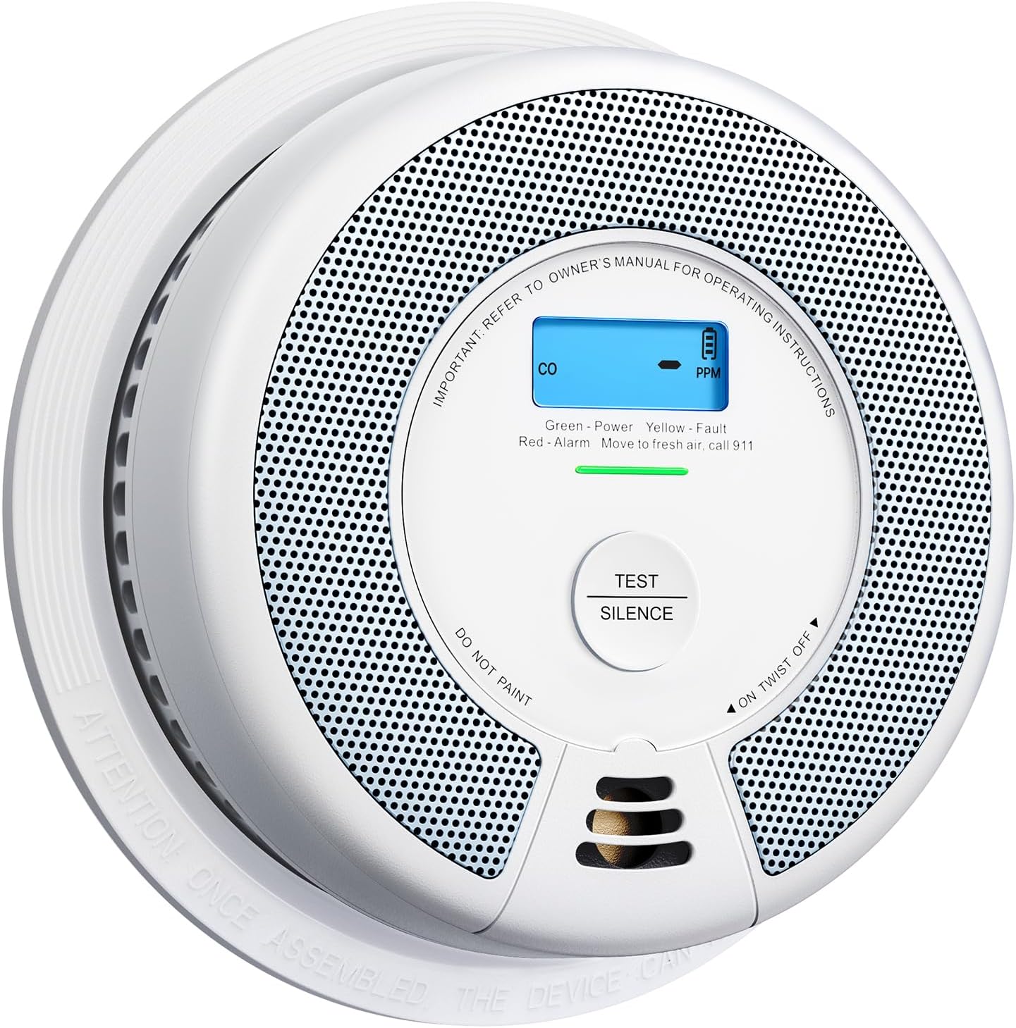 Smoke Detector Carbon Monoxide Alarm Combo, XP0H-SN, 1-Pack | 10-Year Sealed Battery (Not Hardwired), Large 5.7-inch
