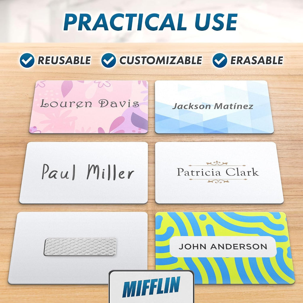 3x2 Clear Magnetic Name Tag Holders w/Customizable Paper Inserts - 10 PK | Mifflin-USA transparent acrylic name card