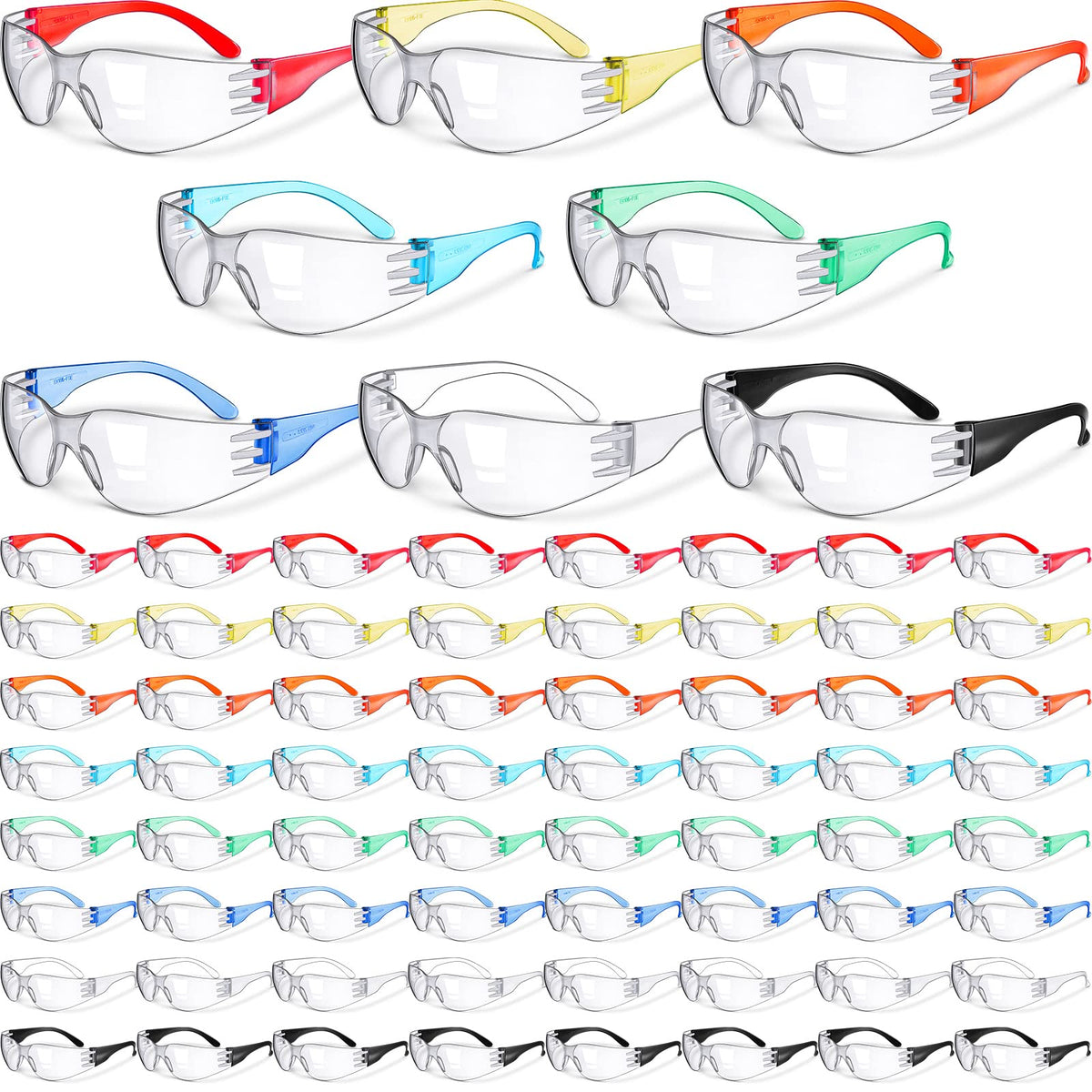 64 Pair Safety Glasses Bulk Clear Anti Fog Scratch Protect Eyewear Goggle