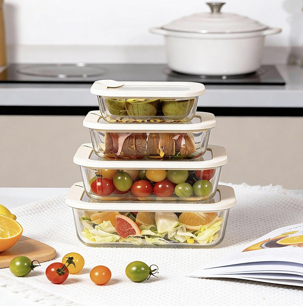 Glass Food Storage Containers with Glass Lids, Microwave Safe Food Container Set, Aitight Meal Prep Container Set