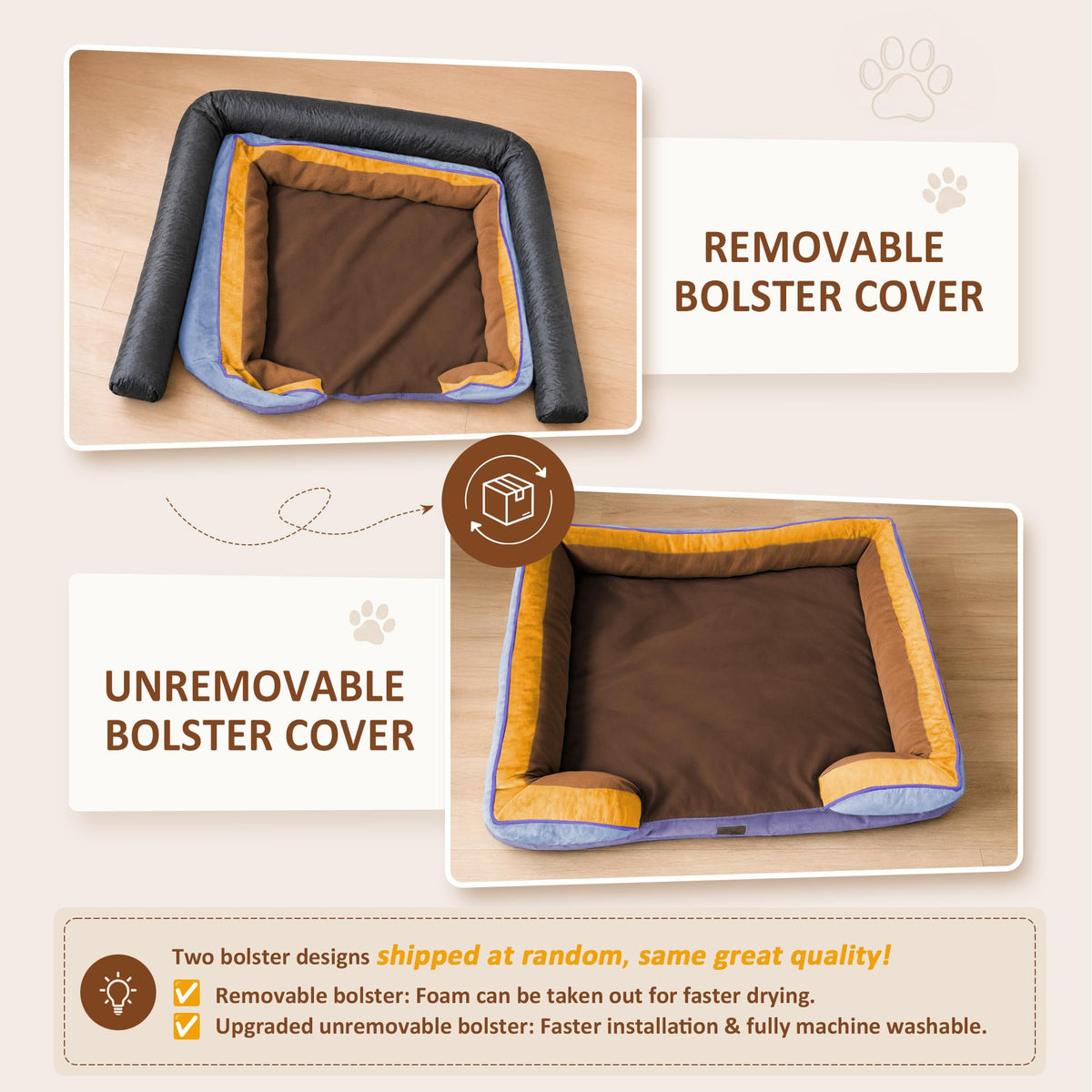 Orthopedic Dog Bed for Extra Large Dogs with Bolster
