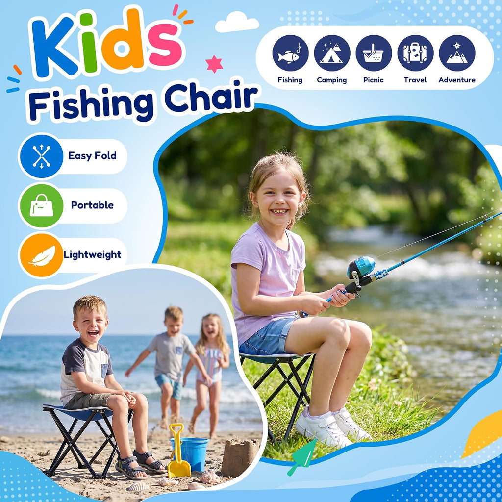 Kids Fishing Pole - Portable Kids Fishing Rod and Reel Combo, Kids Fishing Gear with Tackle Box, Spincast Reel