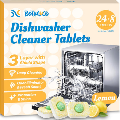 Dishwasher Cleaner Tablets - Lemon Scent, 32 Pack