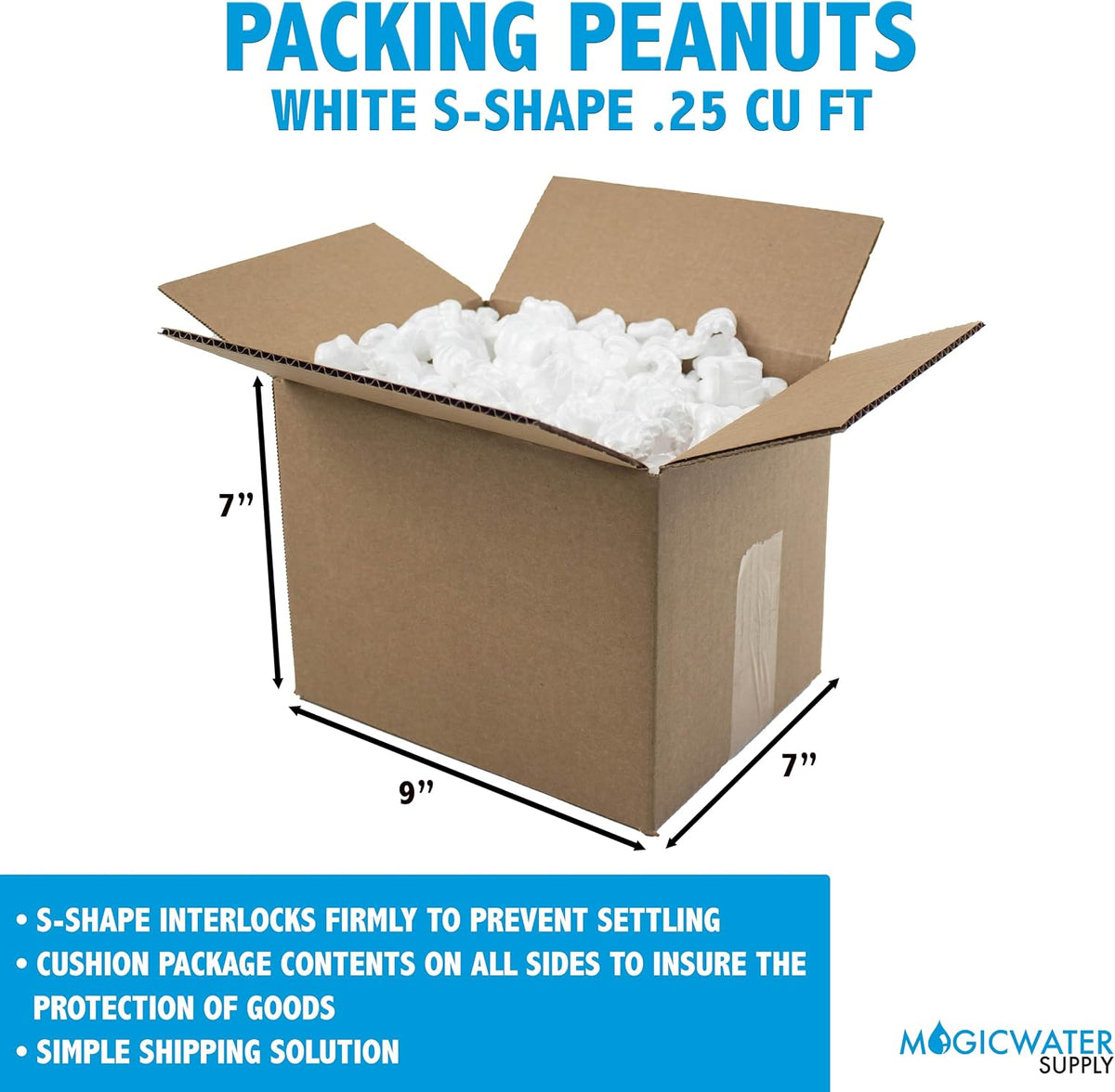 .25 Cu Ft - White Packing Peanuts - Anti-Static S Shaped Cushion for Shipping, Void Filling & Storage - Protect Your