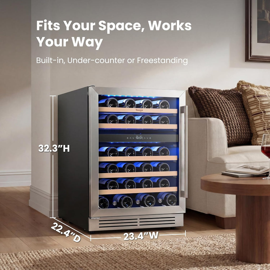 24 Inch Dual Zone Wine Fridge with 52 Bottle, Left-Hinged