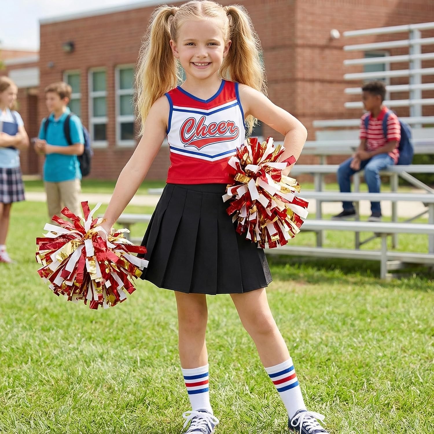 Girls Pleated Skirt Classic Pleated Uniform Skirts with Elastic Waistband School Uniform Tennis Dress with Lining Shorts