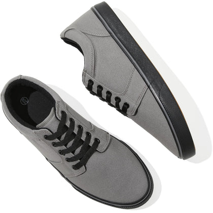 Men's White Casual Shoes Black Canvas Sneakers(Dark Grey,US11)