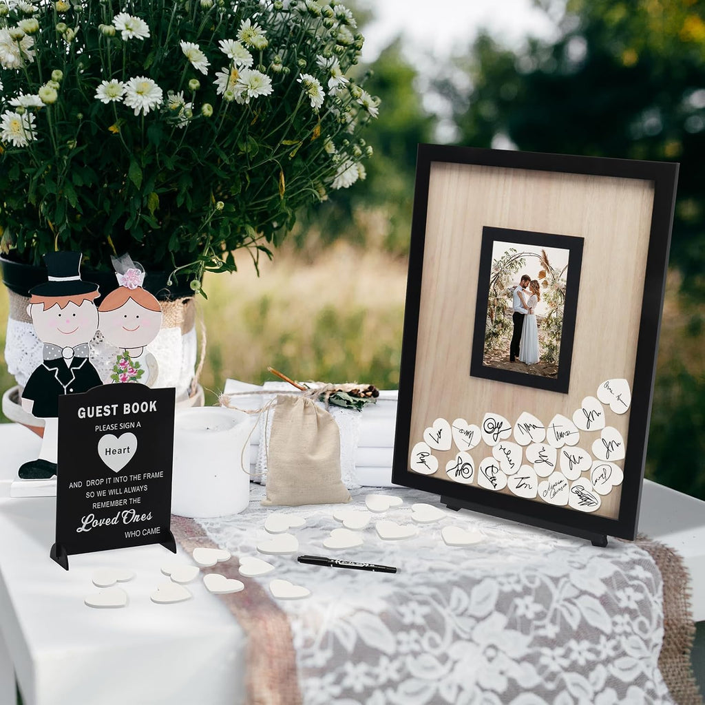 Wedding Guest Book Alternative, Guest Book Wedding Reception, Wedding Guest Book with Wooden Hearts Guest Book Signs