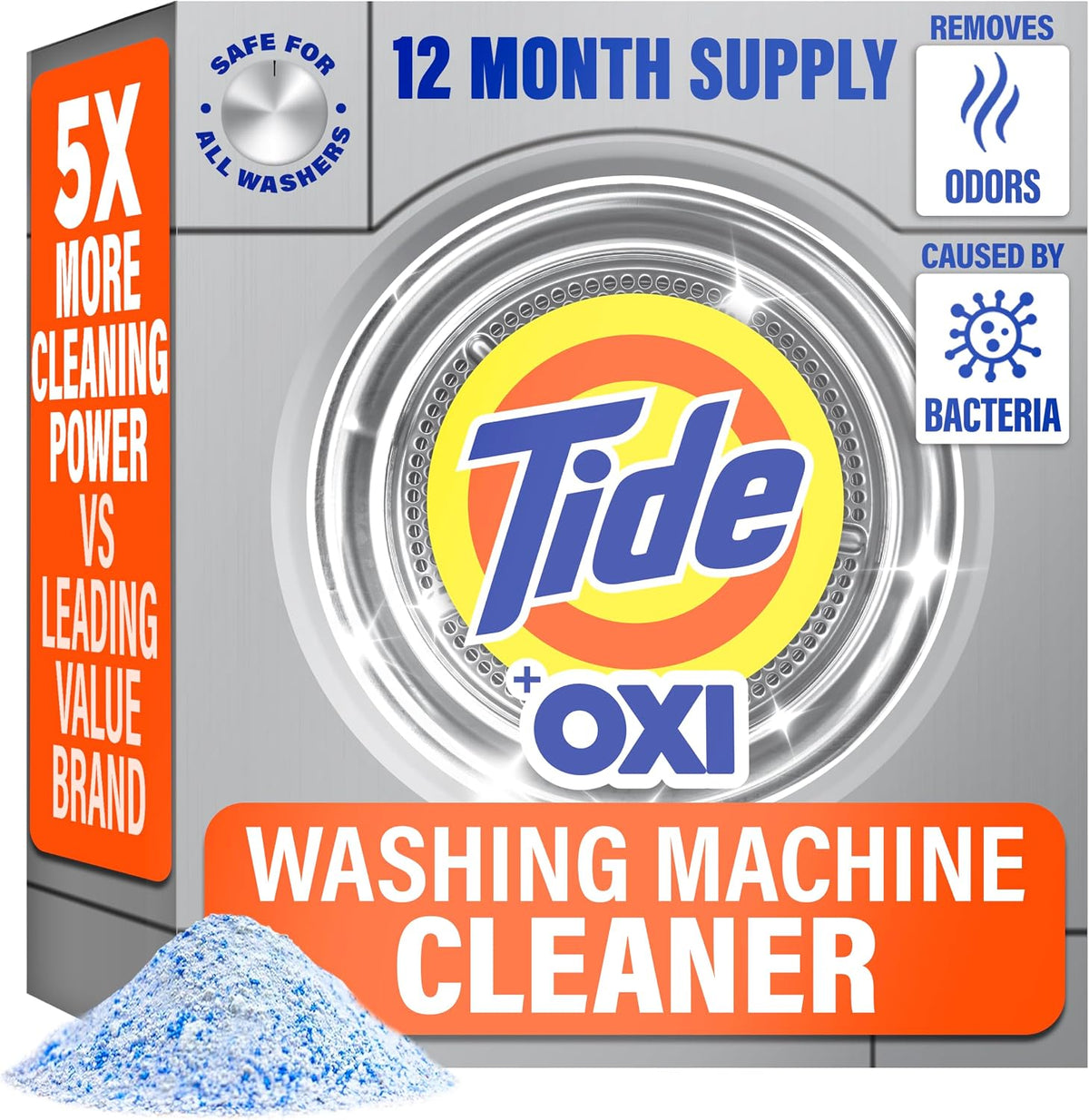 Washing Machine Cleaner 52 Week Supply with Oxi for Front and Top Loader Washer Machines, Deep Cleaning Residue &