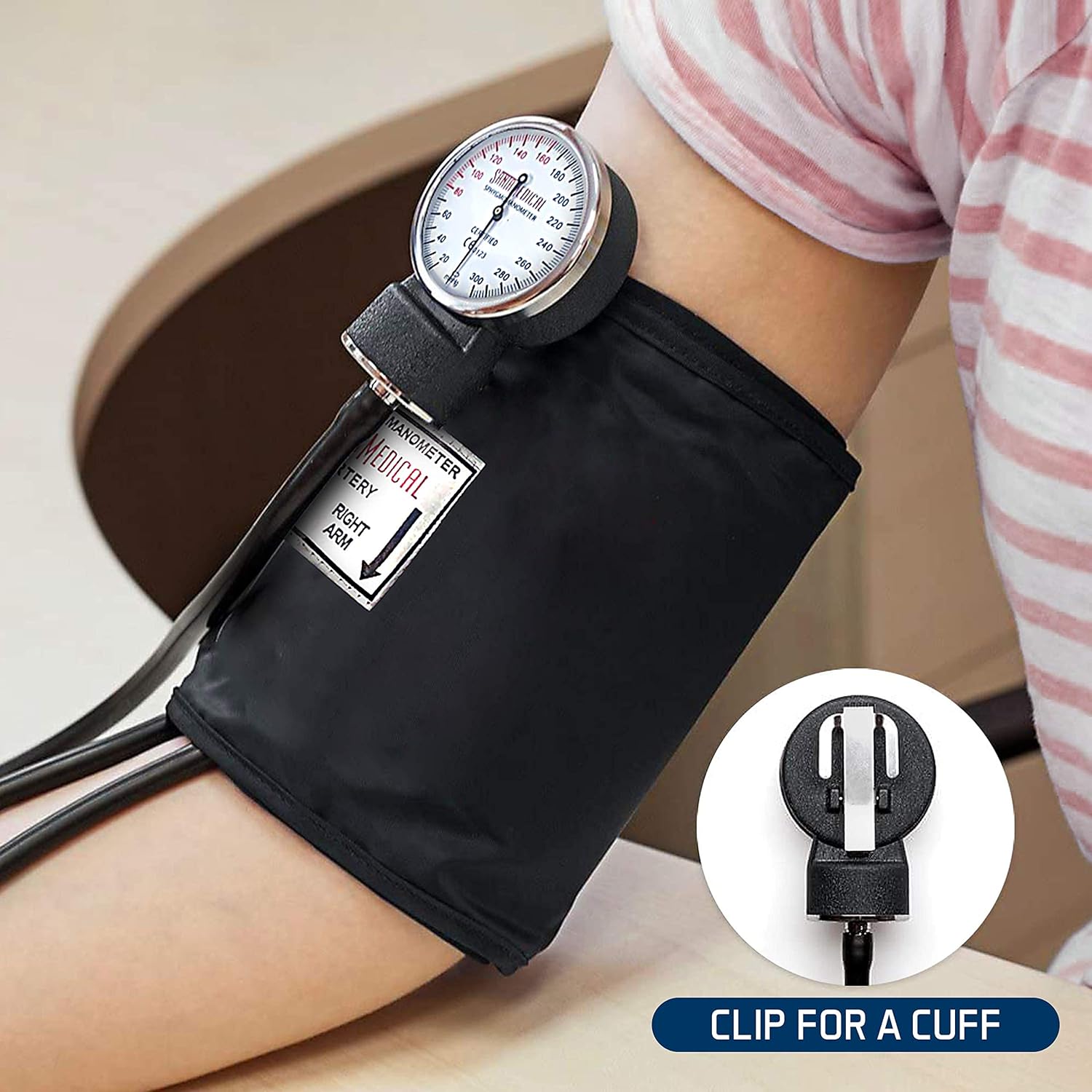 Adult Deluxe Aneroid Sphygmomanometer - Professional Blood Pressure Monitor with Adult Black Cuff and Carrying case