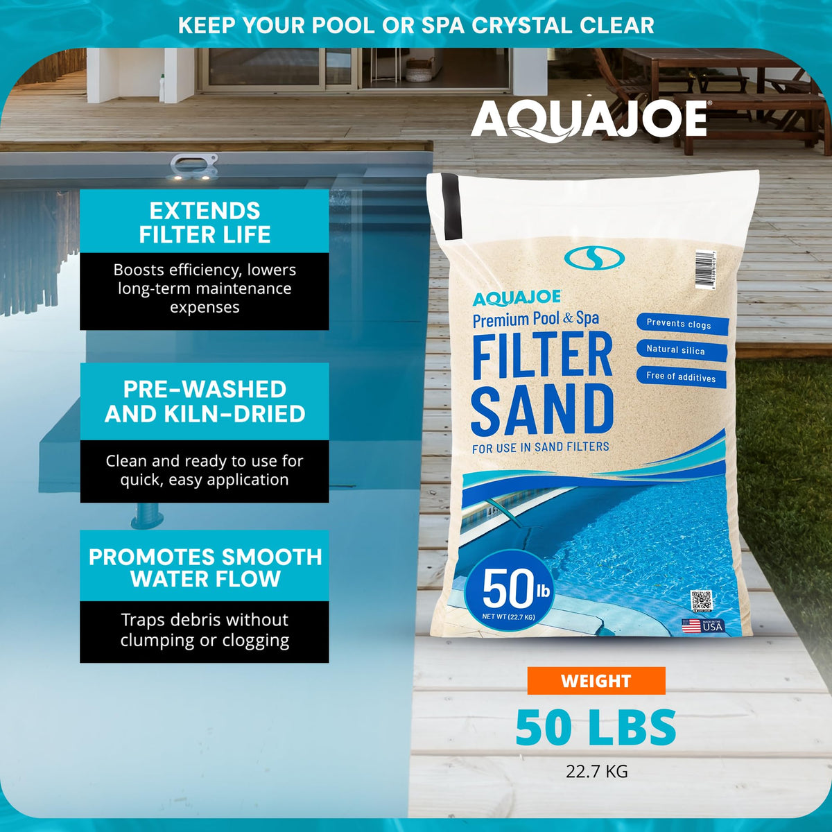 Premium Pool & Spa Filter Sand, 50 Lb Bag, FLTSAND50