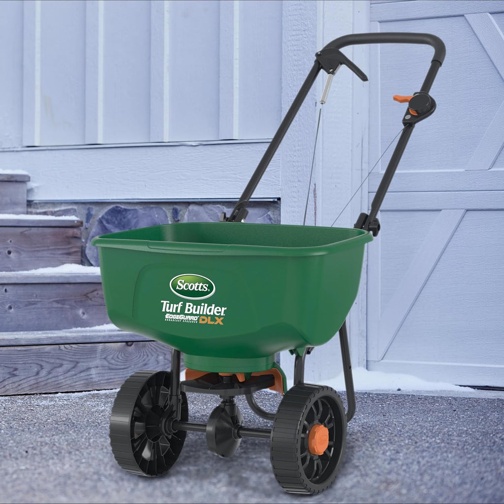 Turf Builder EdgeGuard DLX Broadcast Spreader for Seed, Fertilizer, Salt, Ice Melt, Holds up to 15,000 sq.ft.