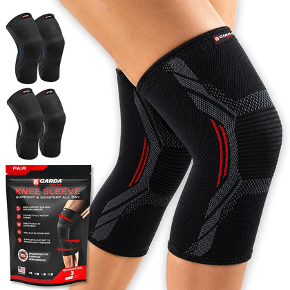 Knee Compression Sleeves 2 Pack for Women & Men, Knee Support Brace for Pain Relief, ACL, Meniscus Tear & Arthritis