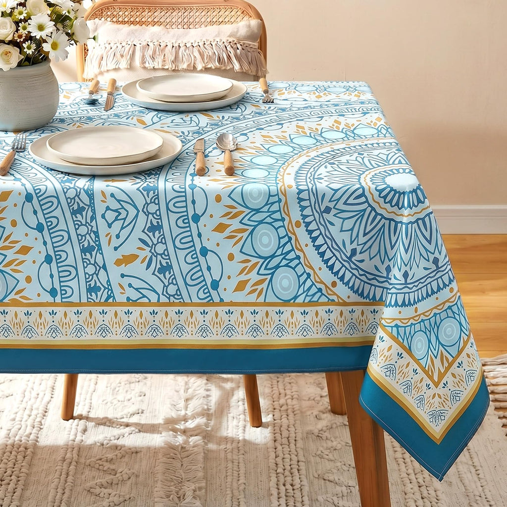 Rectangle Tablecloth Waterproof Soft Brushed Fabric Table Cloth for Dining Table Stain Resistant & Wipeable Polyester