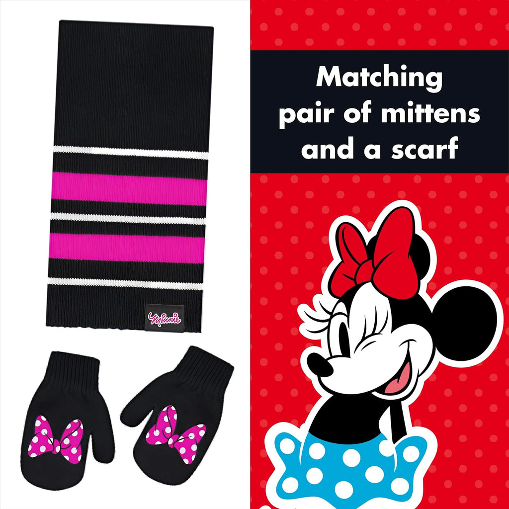 Girls Toddler Winter Hat, Scarf & Mittens Set 2-4 Or Minnie Mouse Hat, Scarves & Kids Gloves Sets 4-7