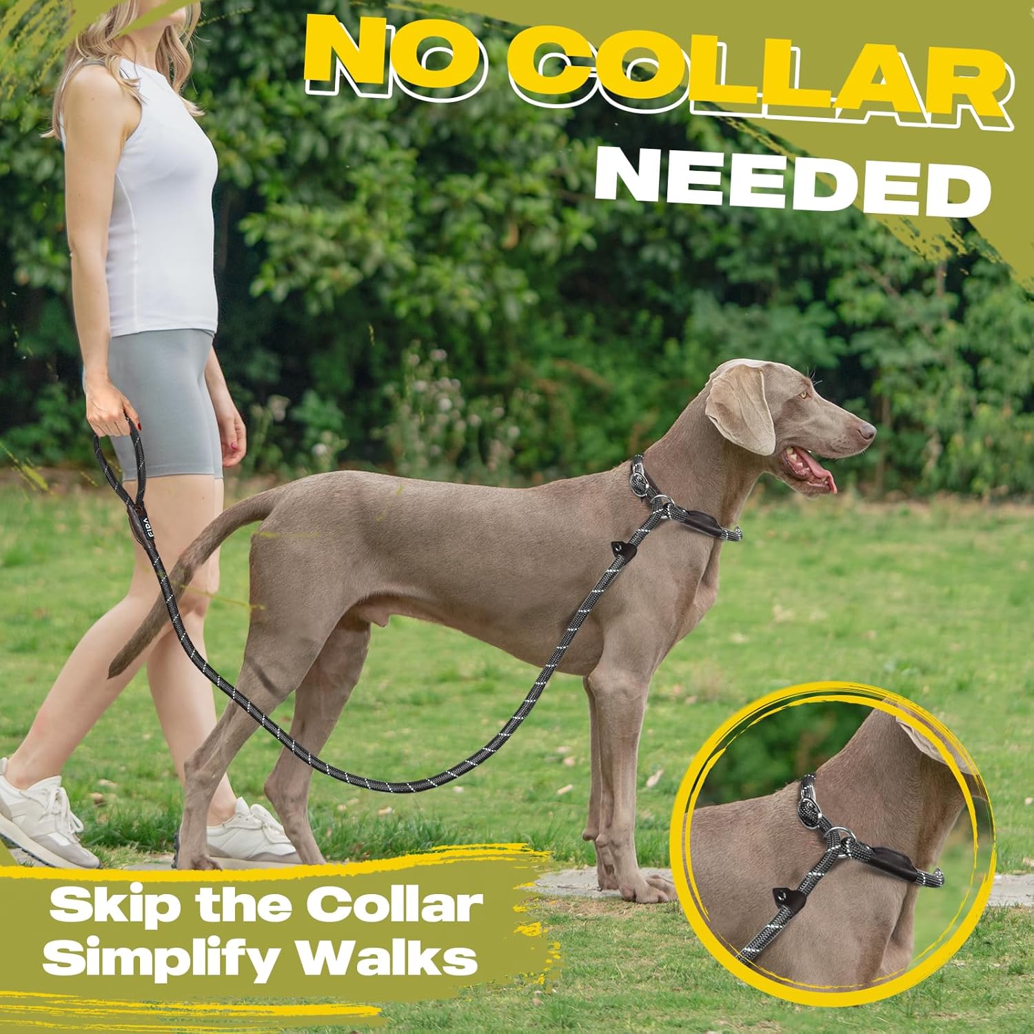 Durable Slip Lead Dog Leash, 6 FT x 1/2" Heavy Duty Dog Loop Leashes, Comfortable Strong Rope Slip Leash for Large