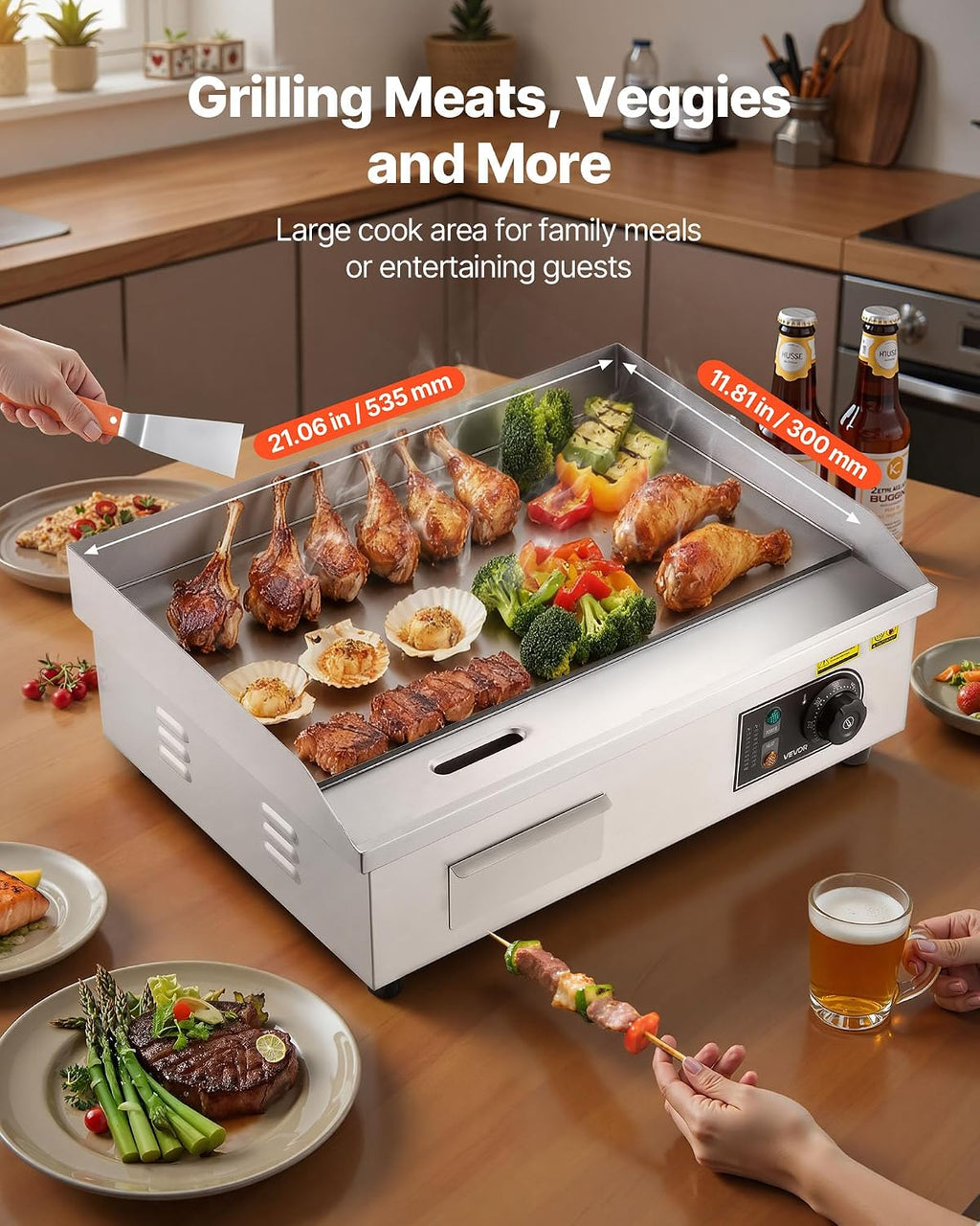 Commercial Electric Griddle, 21", Countertop Flat Top Griddle