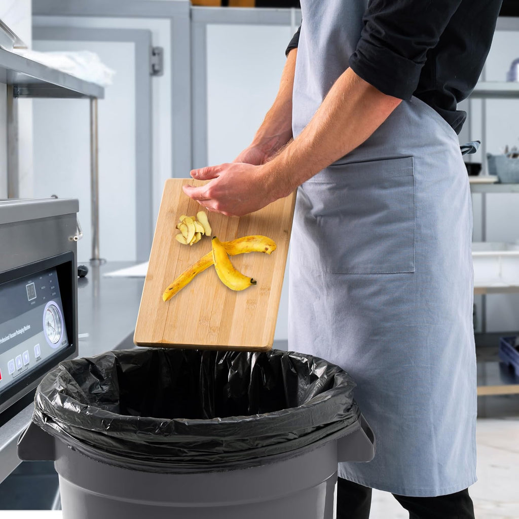 Commercial Round Trash Can with Lid and Dolly Rolling Waste Container, Ingredient Bin, Heavy-Duty Plastic