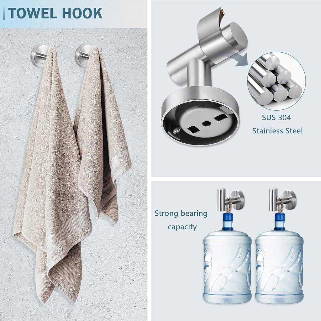 10 Piece Brushed Nickel Bathroom Hardware Set, 24" 16" Towel Bar Set | 24 & 16 inch Towel bar, Toilet Paper Holder