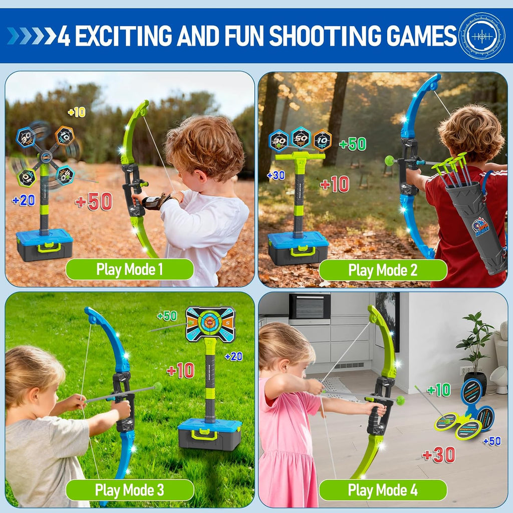 3 In 1 Bow and Arrow for Kids, Indoor Outdoor LED Light Up Archery Set Gift | Kids Bow and Arrow Set, 2 Pack LED
