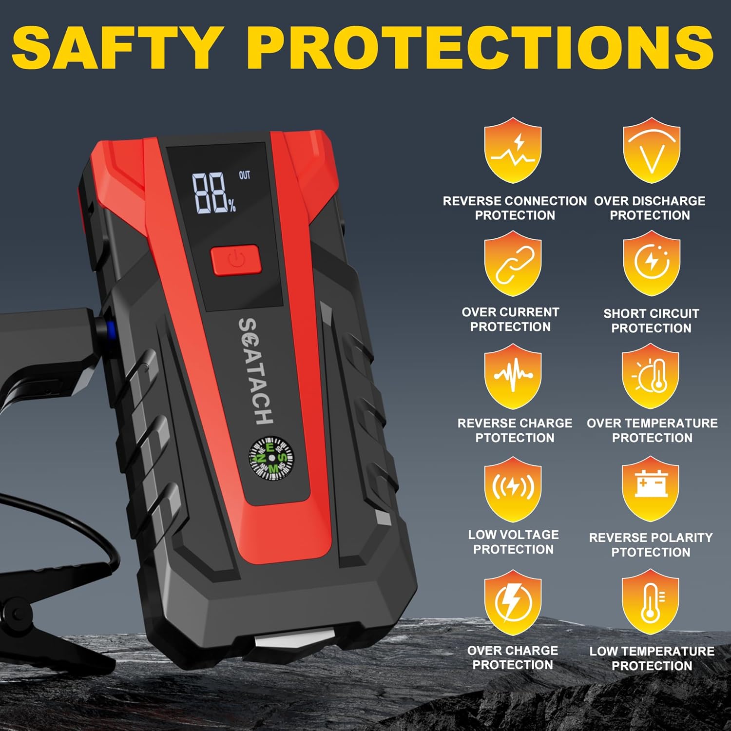 3000A Car Battery Jump Starter,12V Jump Starter Battery Pack Portable (up to 9.0L Gasoline and 7.0L Diesel Engine)