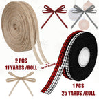 4 Rolls Christmas Buffalo Plaid Ribbons Craft, 0.24 Inch, Retro