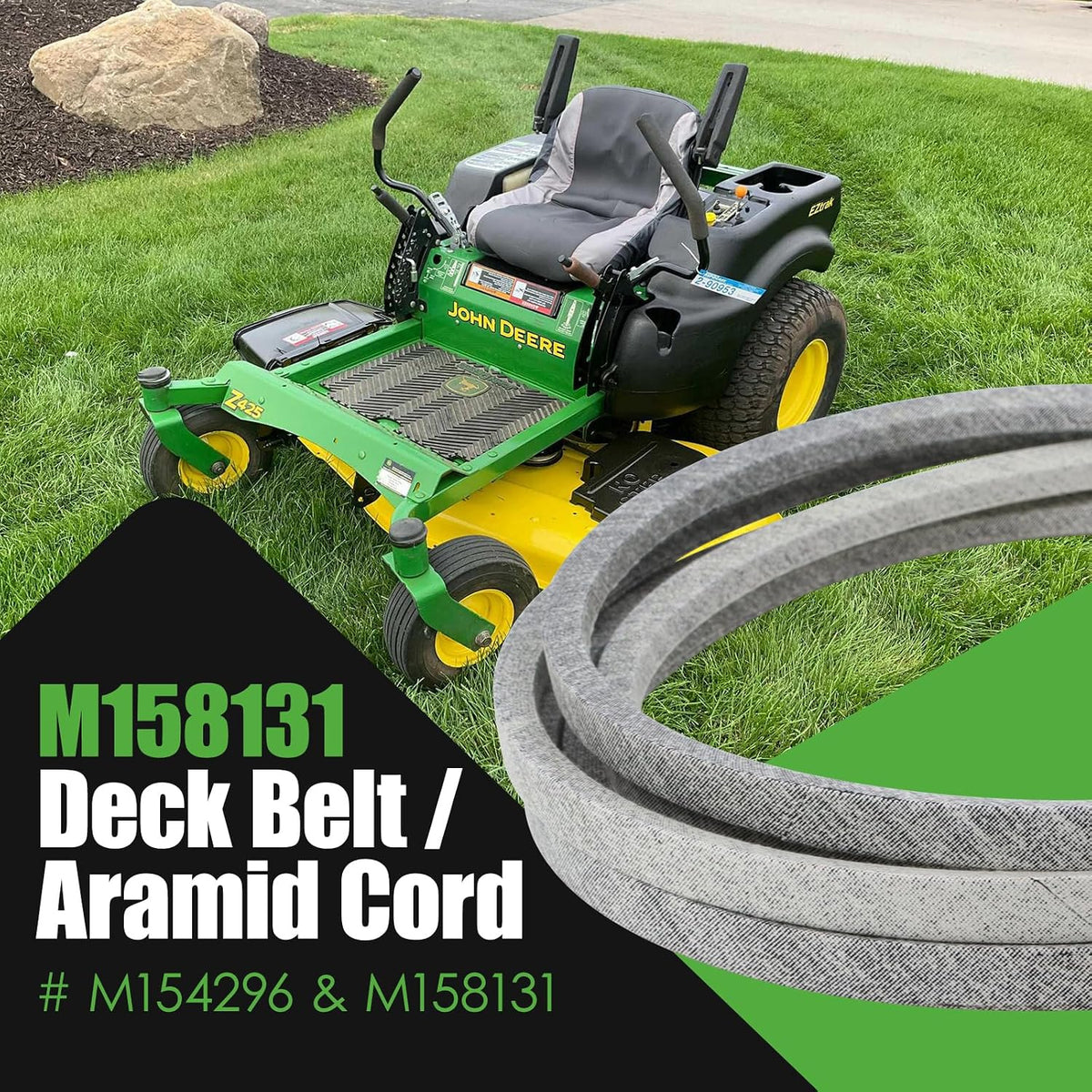 M158131 Mower Deck Belt Fit for John Deere M154296, Aramid Cord