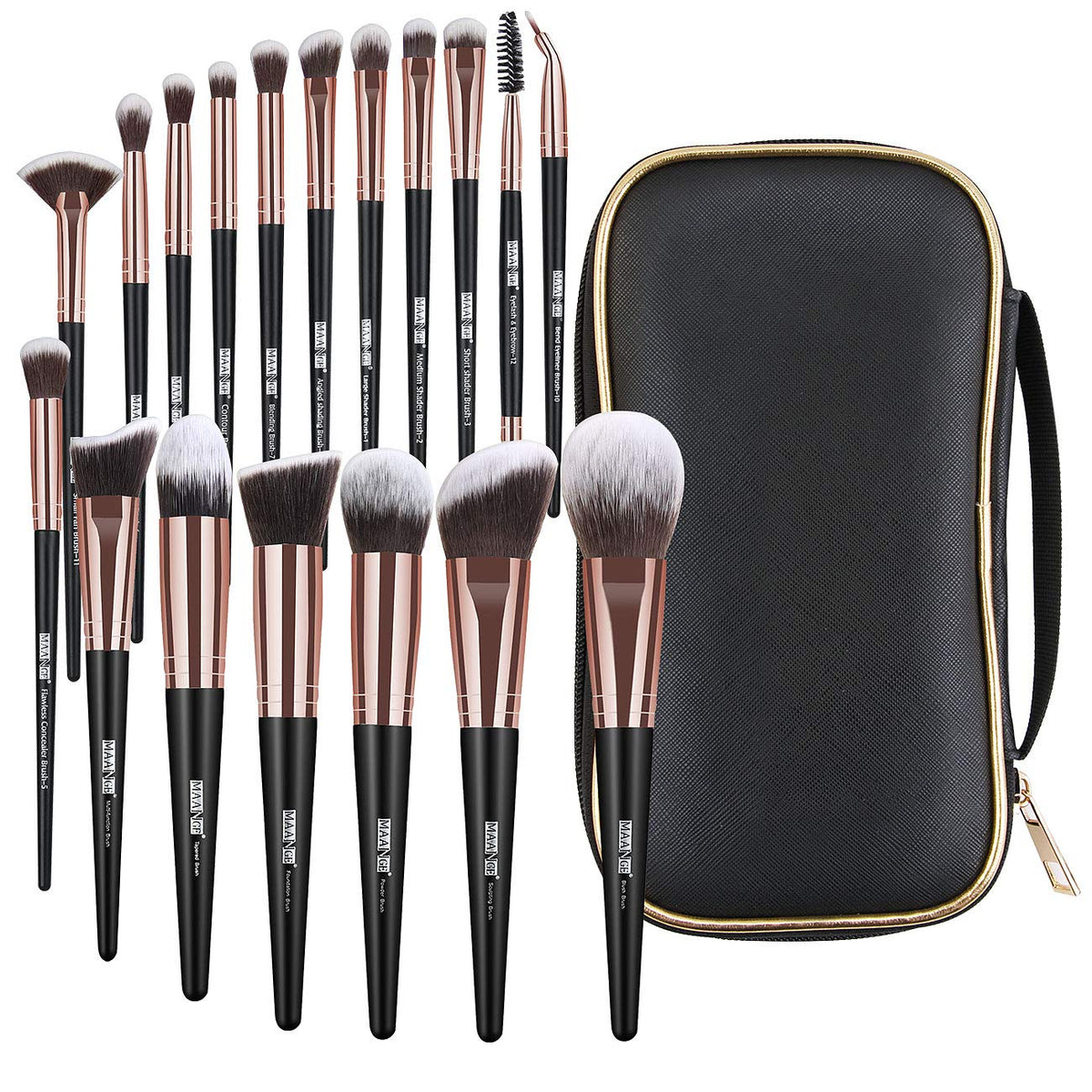 Makeup Brushes, 18 Pcs Professional Premium Synthetic Makeup Brush Set with Case, Foundation Kabuki Eye Travel Make