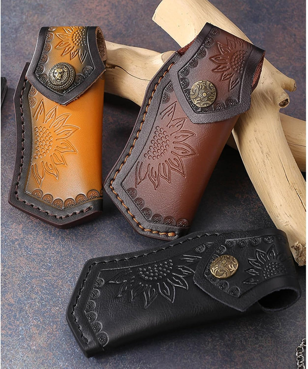 1Pc Pocket Knife Sheath Leather Folding Knife Holster Belt Pouch for 5" Folding Pocket Knife Case Outdoor Camping EDC