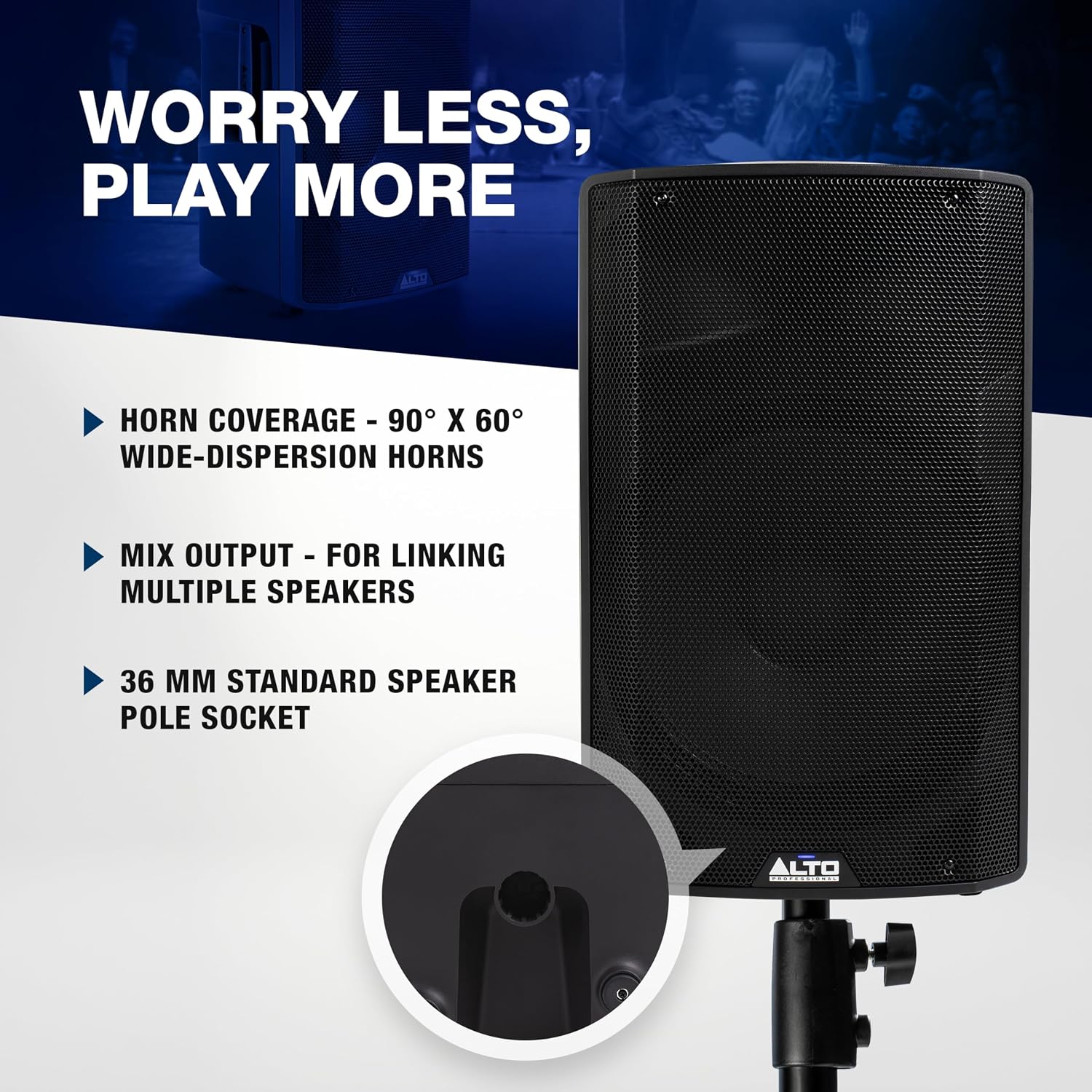 Alto TX415 700W 15" Powered PA Speaker | TWS Bluetooth, 2-Channel Mixer. Built for Outdoor DJ, Band Performances