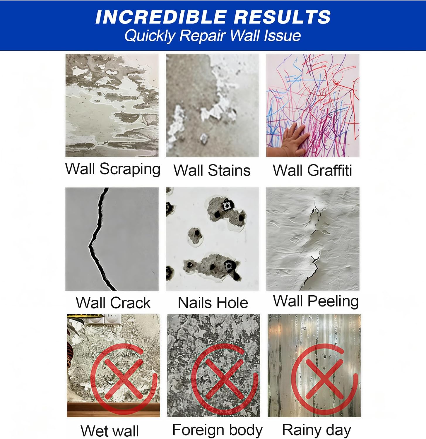 Drywall Repair Kit, Wall Mending Agent, White Spackle Putty Wall Repair Paste Plaster Tube, Patch Repair Kit for Wall