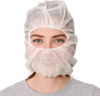 Polypropylene Hood, Disposable Catering Bonnets, Hairnet & Beard Cover Combo for Work, Food Service