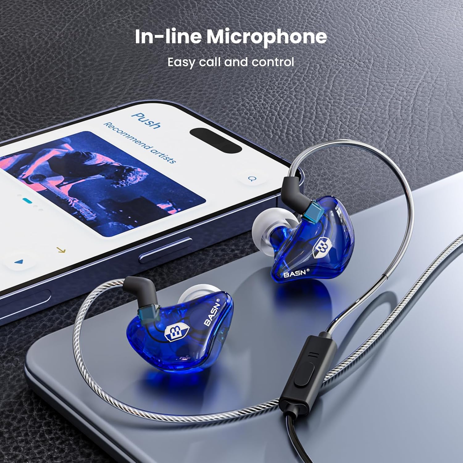 Bsinger Pro in Ear Monitor Headphones,Dual-Driver IEM Earbuds (Blue) | Secure Fit IEM with Portable Case for Beginner