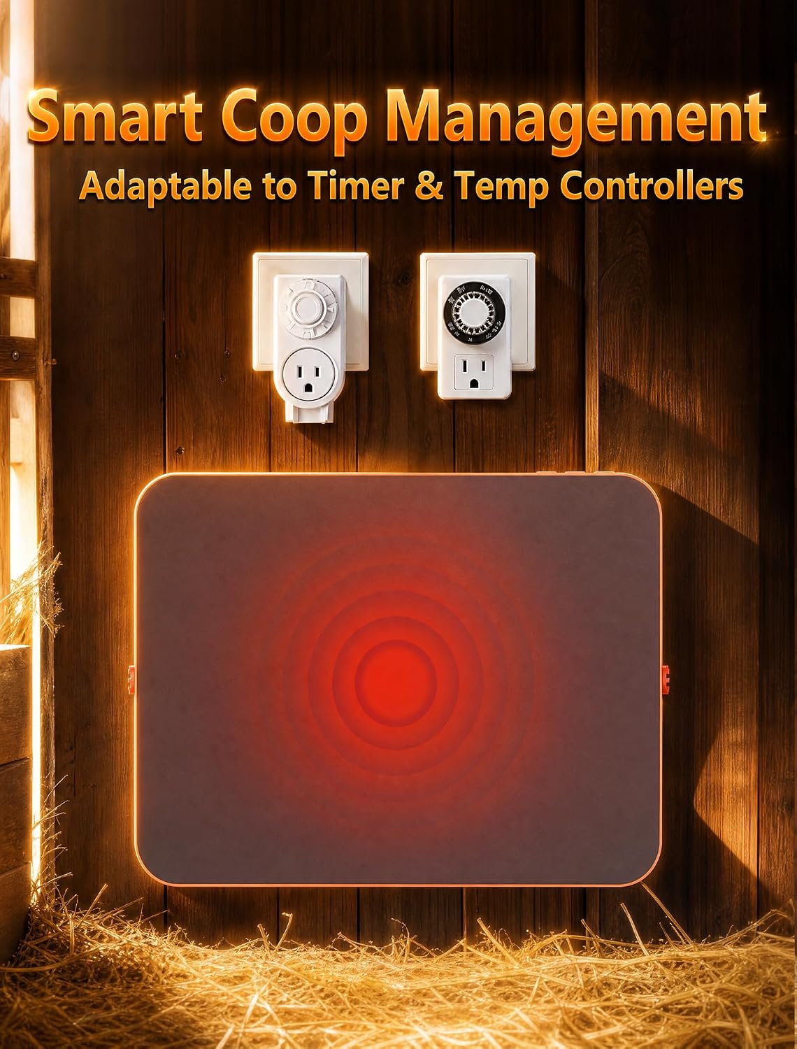 200W Multi-Angle Adjustable Chicken Coop Heater, Smart Thermostat Radiant Warmer Compatible with Timers, Remote