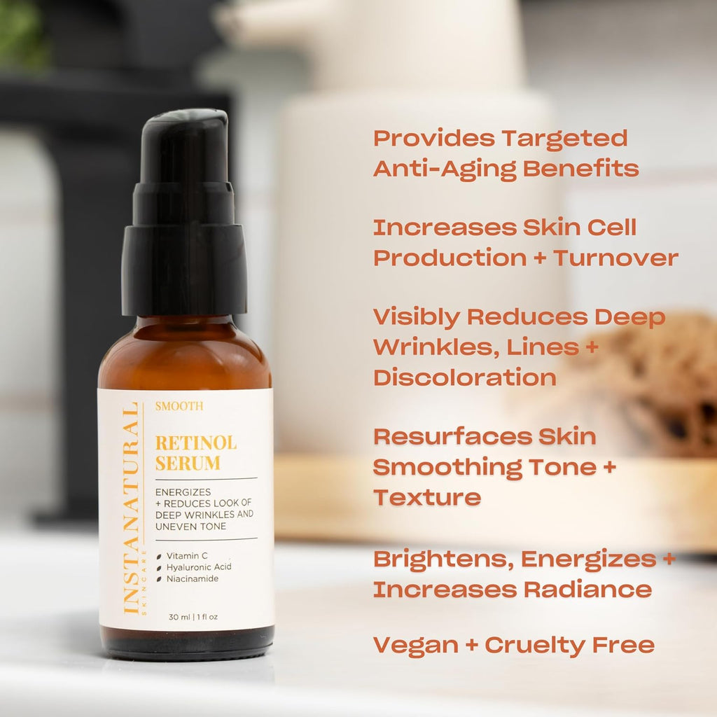 Retinol Serum for Face with Niacinamide, Vitamin C, and Hyaluronic Acid, Anti Aging for Firmer Skin, Lines & Wrinkles