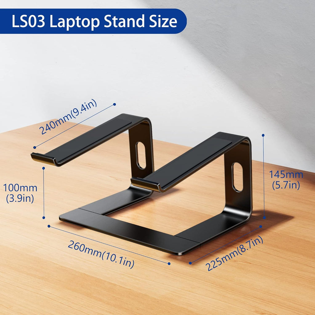 LS03 Aluminum Laptop Stand, Ergonomic Detachable Computer Stand, Notebook Riser, Laptop Mount Compatible with Air
