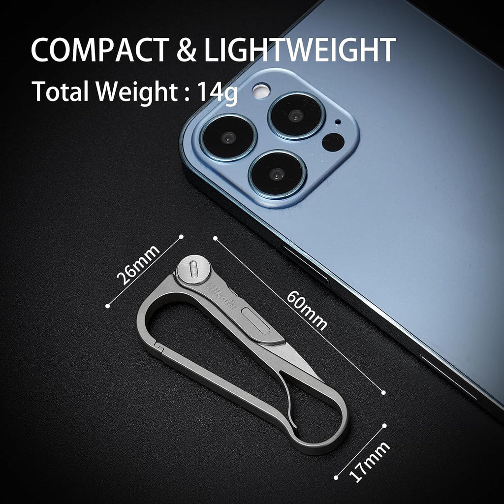 Titanium Carabiner Clip, Multifunctional EDC Carabiner Keychain with Folding Utility knife and Bottle Opener, Quick