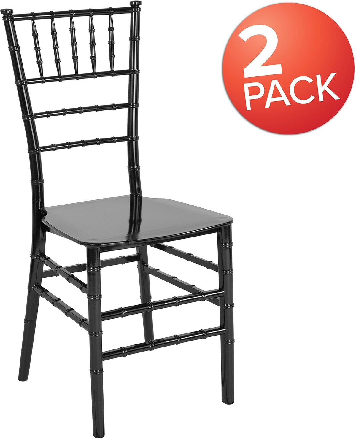 2 Pack HERCULES Series Black Resin Stacking Chiavari Chair