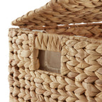 Large Laundry Hamper with Lid and Removable Liner Bag - Natural, Woven Water Hyacinth Rectangular Laundry Basket